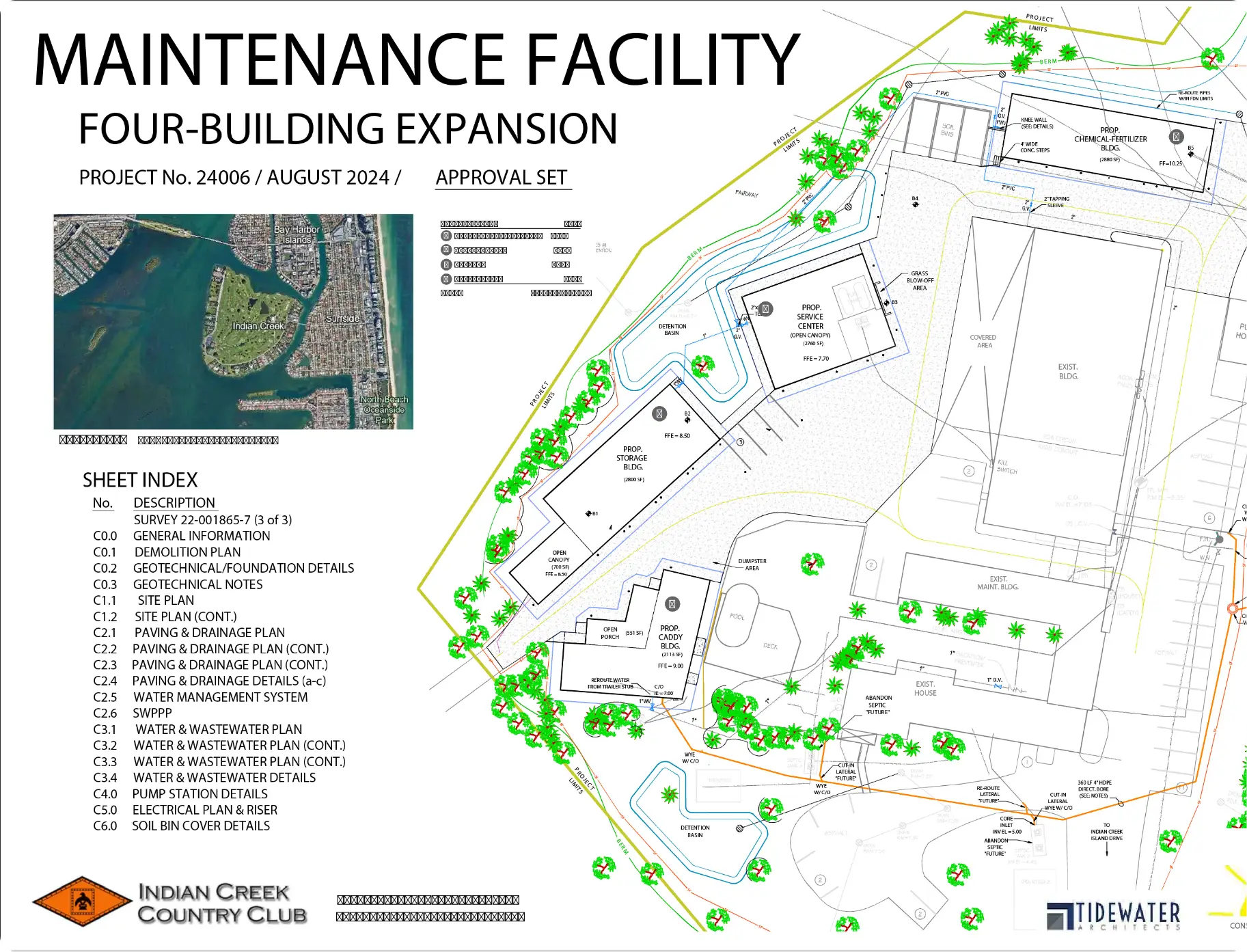 Indian Creek Country Club maintenance facility four-building expansion site plan